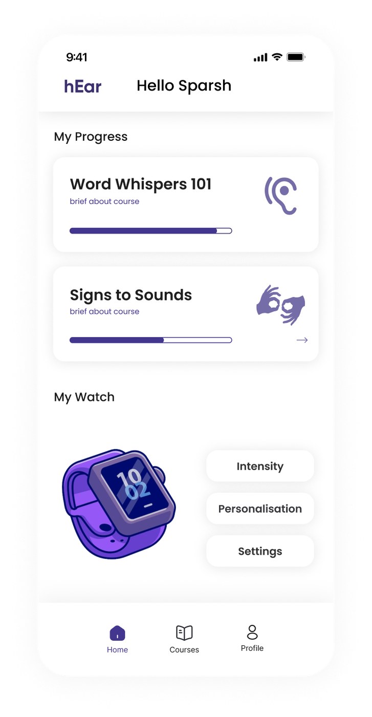 hEar app home screen