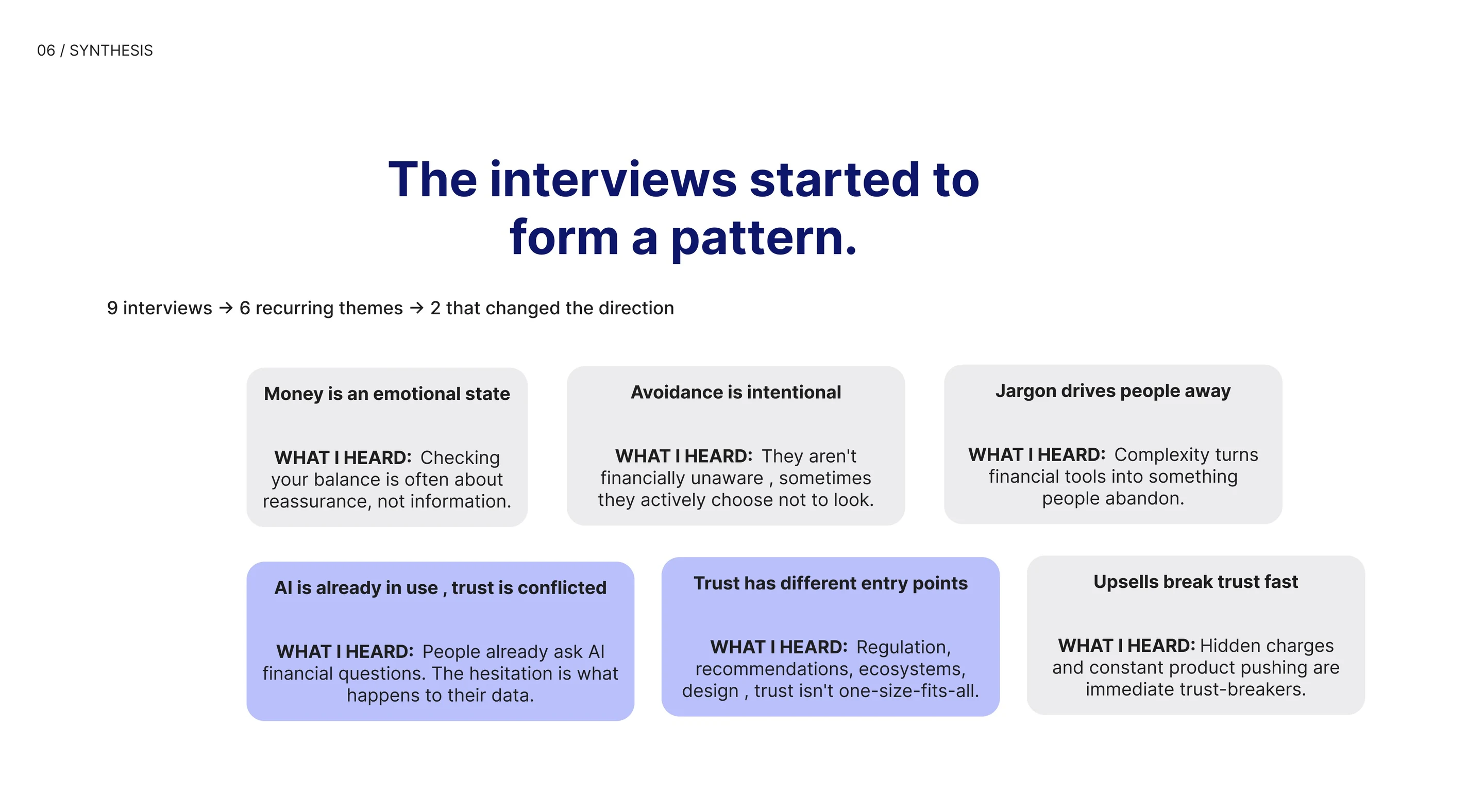 06 Synthesis: The interviews started to form a pattern